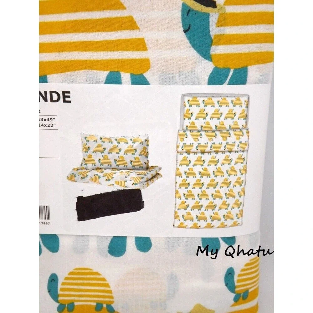 Ikea Rorande Crib Duvet Cover/Pillowcase Turtle Yellow Boy Girl Bedding NEW